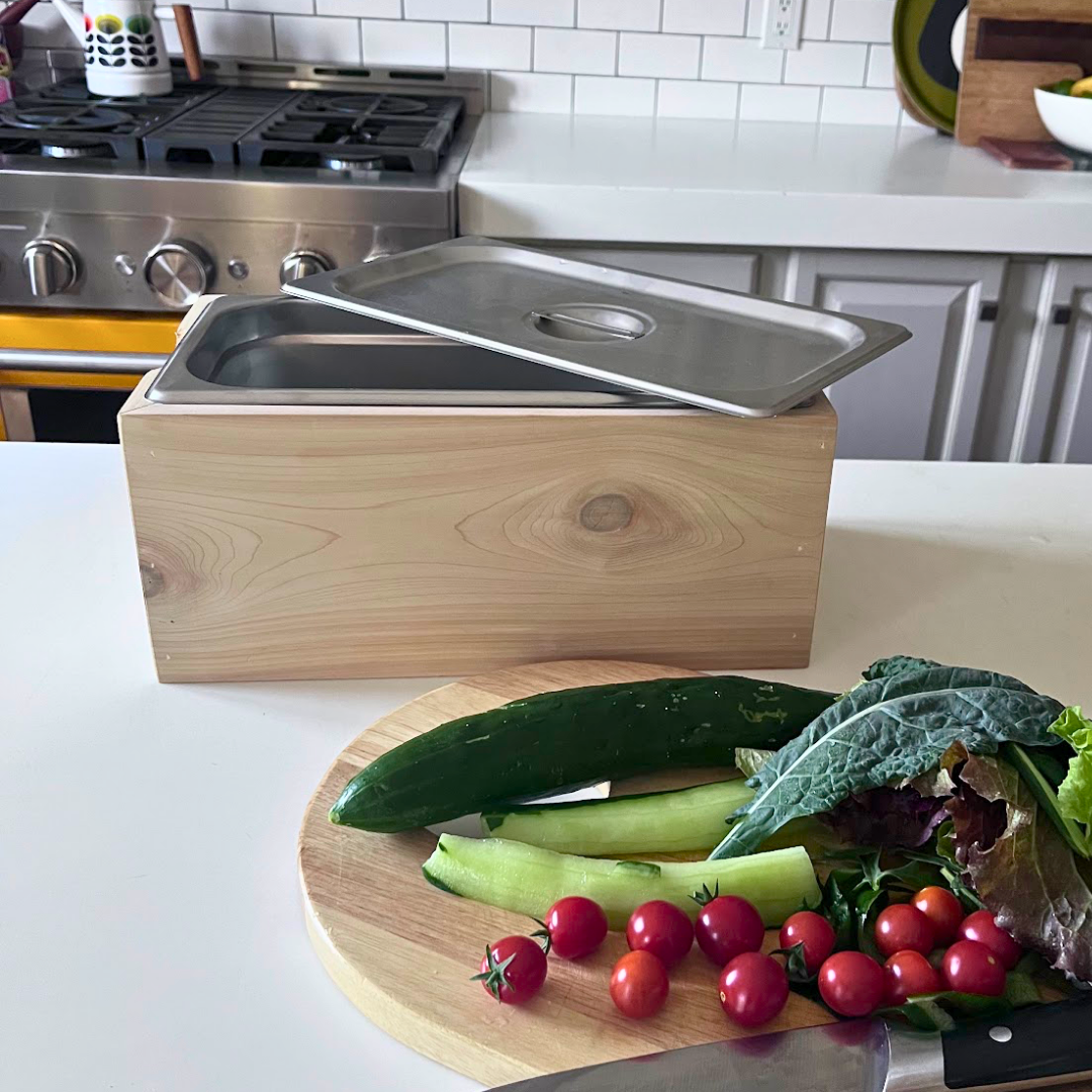 Wood & Steel Countertop Compost Bins